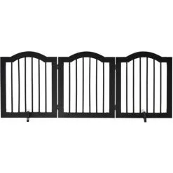 PawHut Barrière De Sécurité Barrière Modulable Pliable Pour Animaux De Compagnie - Piètement Support - Dim. 154,5L X 61H Cm - MDF Bois Noir - Noir