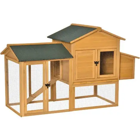 PawHut Poulailler Cottage Cage à Poules Sur Pied Dim. 168L X 75l X 103H Cm Multi-équipement Bois Sapin Pré-huilé 1 PawHut Poulailler Cottage Cage à Poules Sur Pied Dim. 168L X 75l X 103H Cm Multi-équipement Bois Sapin Pré-huilé