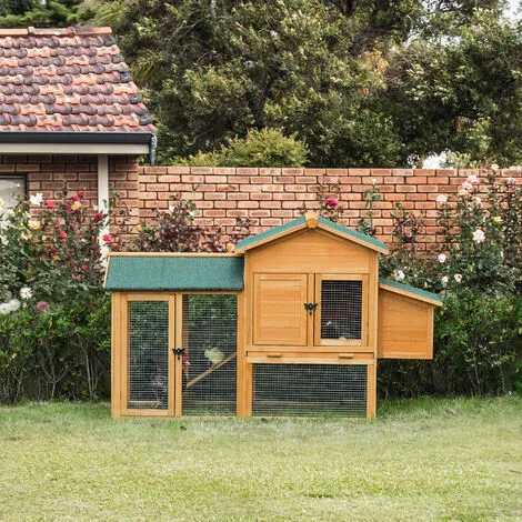 PawHut Poulailler Cottage Cage à Poules Sur Pied Dim. 168L X 75l X 103H Cm Multi-équipement Bois Sapin Pré-huilé 2 PawHut Poulailler Cottage Cage à Poules Sur Pied Dim. 168L X 75l X 103H Cm Multi-équipement Bois Sapin Pré-huilé – Image 2