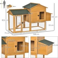 PawHut Poulailler Cottage Cage à Poules Sur Pied Dim. 168L X 75l X 103H Cm Multi-équipement Bois Sapin Pré-huilé 7 PawHut Poulailler Cottage Cage à Poules Sur Pied Dim. 168L X 75l X 103H Cm Multi-équipement Bois Sapin Pré-huilé -PawHut Soldes Boutique 56842172 3