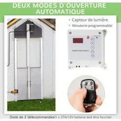 PawHut Porte Automatique Pour Poulailler - Minuterie, Capteur De Luminosité, 2 Télécommandes, Kit Installation Inclus - Alu. ABS Gris 9 PawHut Porte Automatique Pour Poulailler - Minuterie, Capteur De Luminosité, 2 Télécommandes, Kit Installation Inclus - Alu. ABS Gris -PawHut Soldes Boutique 57600914 5