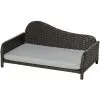 PawHut Canapé Méridienne Chien Chat Style Cosy Chic - Usage Intérieur/extérieur - Coussin Déhoussable Inclus Résine Tressée Gris - Gris