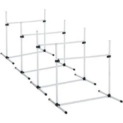 PawHut Agility Sport Pour Chiens Set De 4 Obstacles Professionnels Avec Système De Maintien Au Sol 95L X 65l X 95H Cm Sac Transport Fourni Blanc Noir - Blanc