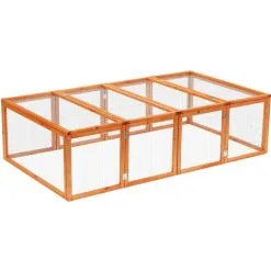 PawHut Clapier Cage à Lapins Extérieur Intérieur Pliable 2 Portes Supérieures 181L X 100l X 48H Cm Bois Massif Pin