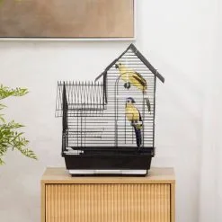 PawHut Cage à Oiseaux Design Maison Mangeoires Perchoirs Balançoire 2 Portes Plateau Excrément Amovible + Poignée Transport Métal Noir - Noir 8 PawHut Cage à Oiseaux Design Maison Mangeoires Perchoirs Balançoire 2 Portes Plateau Excrément Amovible + Poignée Transport Métal Noir - Noir -PawHut Soldes Boutique 68959116 4