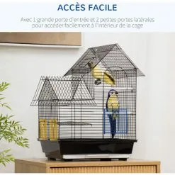 PawHut Cage à Oiseaux Design Maison Mangeoires Perchoirs Balançoire 2 Portes Plateau Excrément Amovible + Poignée Transport Métal Noir - Noir 9 PawHut Cage à Oiseaux Design Maison Mangeoires Perchoirs Balançoire 2 Portes Plateau Excrément Amovible + Poignée Transport Métal Noir - Noir -PawHut Soldes Boutique 68959116 5