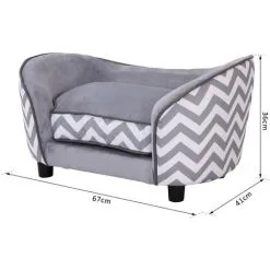 PawHut Canapé Chien Chat Sur Pied Style Graphique Contemporain Coussin Amovible Lavable Grand Confort + Pochette Rangement 68,5L X 40,5l X 40,5H Cm Gris Blanc - Gris -PawHut Soldes Boutique 6949705 4