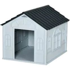PawHut Niche Chien Style Cottage Dim. 65L X 75l X 63H Cm - Motifs Fenêtres, Porte, Aération - PP Blanc Gris - Blanc 8 PawHut Niche Chien Style Cottage Dim. 65L X 75l X 63H Cm - Motifs Fenêtres, Porte, Aération - PP Blanc Gris - Blanc -PawHut Soldes Boutique 70300263 4