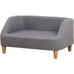 PawHut Canapé Chien Lit Pour Chien Design Scandinave Déhoussable Dim. 75L X 55l X 39H Cm Pieds Bois Tissu Polyester Gris - Gris