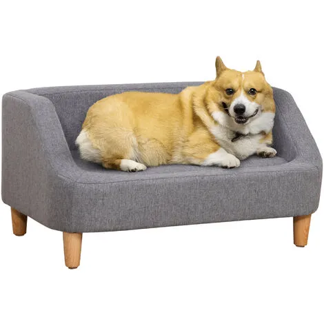 PawHut Canapé Chien Lit Pour Chien Design Scandinave Déhoussable Dim. 75L X 55l X 39H Cm Pieds Bois Tissu Polyester Gris - Gris 4 PawHut Canapé Chien Lit Pour Chien Design Scandinave Déhoussable Dim. 75L X 55l X 39H Cm Pieds Bois Tissu Polyester Gris - Gris – Image 4