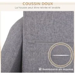 PawHut Canapé Chien Lit Pour Chien Design Scandinave Déhoussable Dim. 75L X 55l X 39H Cm Pieds Bois Tissu Polyester Gris - Gris 9 PawHut Canapé Chien Lit Pour Chien Design Scandinave Déhoussable Dim. 75L X 55l X 39H Cm Pieds Bois Tissu Polyester Gris - Gris -PawHut Soldes Boutique 72276201 5