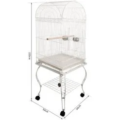 PawHut Grande Volière Cage à Oiseaux Design Avec Mangeoire Perchoir Suspendu Plateau Amovible étagère Et Roulettes 54L X 54l X 153H Cm Blanc - Blanc 7 PawHut Grande Volière Cage à Oiseaux Design Avec Mangeoire Perchoir Suspendu Plateau Amovible étagère Et Roulettes 54L X 54l X 153H Cm Blanc - Blanc -PawHut Soldes Boutique 8628039 3
