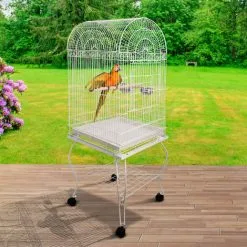 PawHut Grande Volière Cage à Oiseaux Design Avec Mangeoire Perchoir Suspendu Plateau Amovible étagère Et Roulettes 54L X 54l X 153H Cm Blanc - Blanc 8 PawHut Grande Volière Cage à Oiseaux Design Avec Mangeoire Perchoir Suspendu Plateau Amovible étagère Et Roulettes 54L X 54l X 153H Cm Blanc - Blanc -PawHut Soldes Boutique 8628039 4